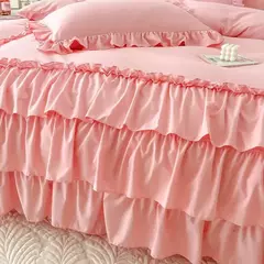 Microfibra cama Duvet Cover Set, Ruffle Duvet Cover, Rainha Gêmea, 100% Lavado, gasto Chic Farmhouse Pillow Shams, 3Pcs na internet