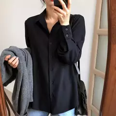 Blusa coreana feminina de chiffon, blusa branca, camisa de fundo preto, roupa de escritório, todos os fósforos, moda, nova, 6830, primavera na internet