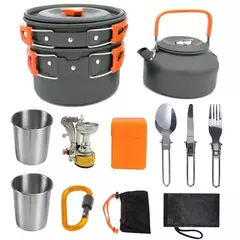 Kit Panelas De Acampamento Conjunto De Cozinha Ao Ar Livre Equipamento De Alumínio Pote Ao Ar Livre Louça De Viagem Cozinha Caminhadas Picnic BBQ