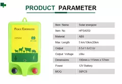 Energizador de cerca elétrica solar portátil de segurança à prova d'água de alta tensão para gado com caixa de aço inoxidável - loja online