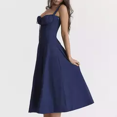 Imagem do Vestido de verão estampado floral, Laço frontal feminino, Gola quadrada, Vestido de coxa dividido, Cinta de praia, Vestido de noite, Novo