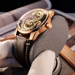 OBLVLO-Mecânica Dragon Dial relógio automático para homens, couro, roda dupla, luminosa, impermeável, esporte, novo design, JM-DRAGON na internet