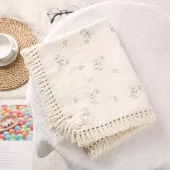 Algodão Musselina Swaddle Cobertores para Bebê Recém-nascido Borla Recebendo Cobertor New Born Swaddle Envoltório Infantil Dormir Quilt Bed Cover - Wolf Magazine
