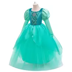 Meninas roxo-azul sereia ariel cosplay vestido de halloween vestido de festa de aniversário meninas praia vestido de férias na internet