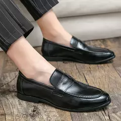 Mocassins de couro genuíno masculino, sapatos de negócios, vestido de noiva, moda casual, centavo, macio - Wolf Magazine