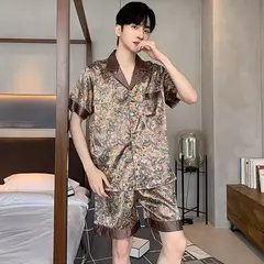 Conjuntos de pijama masculino de cetim de seda manga comprida, pijamas masculinos, camisola estampada, Casa, Soft Cozy Sleepwear Calças, Novo - Wolf Magazine