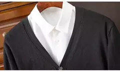 Casaco de caxemira merino masculino, cardigã com decote em v, cor sólida, casaco de malha acolchoado, quente, casual, outono, inverno, 100%, 2024 na internet