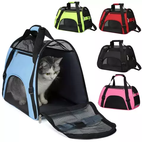 Portable Folding Pet Carrier Bag, Puppy Travel Bags, Respirável para gatos e filhotes, Confortável