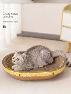 Imagem do Placa de arranhar para gatos, proteção para móveis, brinquedos de garra, papel ondulado oval, resistente ao desgaste, ninho de gato, acessórios para gatos