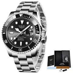 LIGE-Relógio Masculino Impermeável Esporte, Relógio Quartzo, Relógio de Data, 30ATM, Top Brand, Moda Luxo, Mergulhador na internet