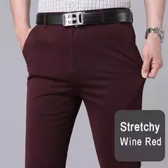 Calça stretch preta monocromática masculina, calça casual inteligente, secagem rápida, coreana, reta, escritório, primavera, outono, nova - comprar online