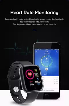 Imagem do Y68 Esporte Bluetooth Relógio Inteligente, Tela Colorida, Pulseira De Fitness À Prova D' Água, Pressão Arterial, Freqüência Cardíaca, Monitor De Sono, D20