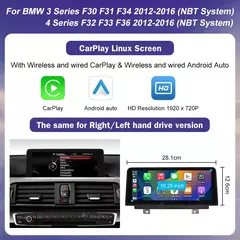 Tela de toque multimídia 1920*720 para bmw série 1/2/3/4 f20/f21/f22/f30/f31/f33/f34/f36 android auto sistema nbt carplay sem fio na internet