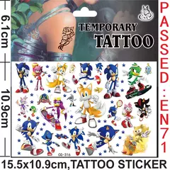 8 estilos sonic brinquedos tatuagem adesivos anime ouriço figura modelo adesivos de longa duração bonito dos desenhos animados crianças partys suprimentos presentes - comprar online