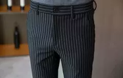 Terno listrado de seda gelo masculino, calças de verão, alfaiataria social, calças de negócios, roupas de alta qualidade formal - loja online