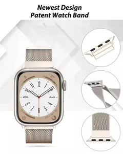 Pulseira Milanese para Apple Watch, Banda 49mm, 45mm, 44mm, 42mm, 41mm, 40mm, 38mm, Pulseira iWatch Series 9, 3, 4, 6, 5, SE, 7, 8, Ultra 1, 2, Correa - Wolf Magazine