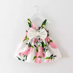 Vestido de verão com estampa de limão, vestidos infantis recém-nascidos, vestidos de batismo, vestido de aniversário princesa para bebê, 2024