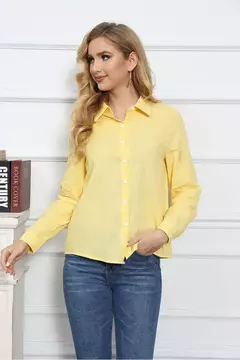 Lazer Branco Amarelo Camisas Botão Lapela Cardigan Top Lady Loose Long Sleeve Oversized Camisa Mulheres Blusas Outono Blusas Mujer - Wolf Magazine