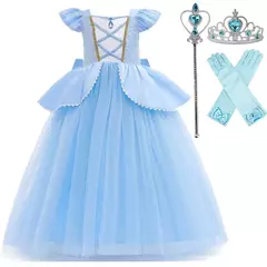 Cinderela cosplay traje crianças roupas para meninas lantejoulas vestido de princesa com luvas de coroa festa de aniversário vestido de baile 3-10 anos na internet