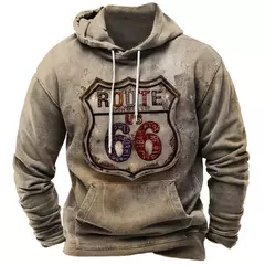 Homens e mulheres Route 66 3D Print Hoodies, moletons vintage, fatos de treino, roupas masculinas, moda
