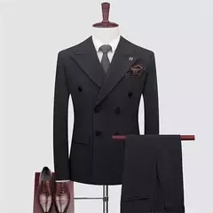 Vestido de smoking de casamento de três peças para homens, terno de negócios, social, cor sólida, trespassado, noivo, moda, jaqueta, calça, colete, novo - Wolf Magazine