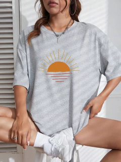 Imagem do Camiseta estampada criativa feminina solar, tops de verão hip-hop, gola redonda, combina tudo, manga curta, algodão, roupas femininas confortáveis