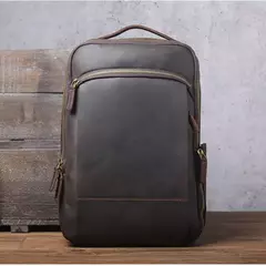 Mochila de couro genuíno para homens, cavalo louco vintage mochila para laptop grande mochila diária mochila de viagem mochila para caminhadas na internet