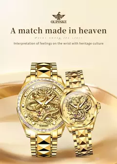 OUPINKE-impermeável relógio mecânico automático para casal, tungstênio tira de aço, movimento importado, dourado, luxo, original