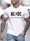 Masculino Ac/dc Logo Camiseta de manga curta, camiseta esportiva redonda, preta, oficial, clássica, Hip Hop, banda de rock