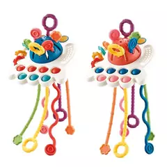 Imagem do Desenvolvimento De Silicone Chocalho Teether Brinquedos, Montessori, Puxar Cordas Jogos, 1 Ano Brinquedos De Dentição Para Bebês, 6 12 Meses