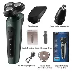 Barbeadores elétricos para homens, lâmina de barbear impermeável, uso úmido e seco, bateria recarregável, máquina de barbear rotativa - comprar online