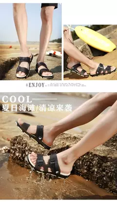 Imagem do Sandálias Peep Toe antiderrapantes duráveis para homens, chinelos de praia ao ar livre, calçados casuais, verão, novos