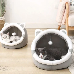 Casa de ninho de gato para gatos, cama de gato, canil, quatro estações, universal, semi-fechado, bonito e confortável, ninho de gato, caverna de gatinhos na internet