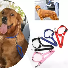 Cinto de segurança para animais de estimação, trela de chumbo de nylon, cinto de segurança ajustável para cães, coleira, acessórios para animais de estimação, cor sólida, dois em um