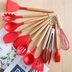 12pçs panelas de cozinha de silicone, panelas resistentes ao calor, panelas antiaderentes, ferramentas de cozinha com caixa de armazenamento - comprar online