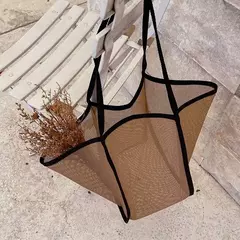 Bolsa de malha de grande capacidade feminina, pacote viagem praia, bolsa de ombro única, bolsa feminina, design Hollow Out, moda - comprar online