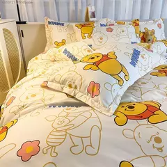 Imagem do Disney Stitch Cotton Bedding Set for Children, Quilt Cover, Fronha de linho, Lençol, Decoração do quarto, 3 Piece Set, 4 pcs
