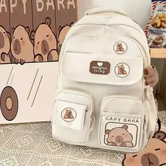 Grande Capacidade Capybara Schoolbag, alça ajustável, mochila versátil, saco de computador impermeável, estudante bonito