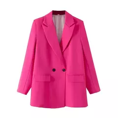 TRAF-Blazer de trespassado feminino, gola entalhada, manga comprida, chique, senhora do escritório, casaco vintage, casacos femininos, tops elegantes, moda - Wolf Magazine