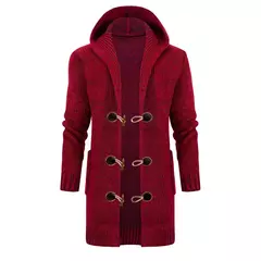 Cardigan de malha com capuz longo masculino, casaco comprido, Europa e Estados Unidos - loja online