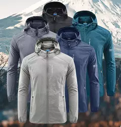 Verão Ao Ar Livre Quick Dry Sun-Protective Thin Jacket Homens Caminhadas Pesca Ciclismo Com Capuz Ginásio Esporte Blusão Ultra Light Coats na internet