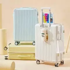Imagem do Mala de alumínio do curso do quadro, portador de bagagem, caixa do trole, cabine de transporte, 20 "24" 28";;VERDADEIRO;;"A09White suitcase,28 Inch