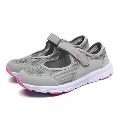 Imagem do Sapatilhas brancas vulcanizadas para mulheres, Sapatos de malha respirável, Sapatos casuais, Sapatos de trabalho na moda