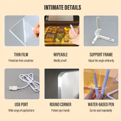 Placa de nota led luz noturna com 7 canetas coloridas diy placa de mensagem acrílica apagável pintura prancheta para crianças presente de aniversário - comprar online