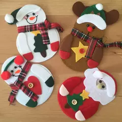 Natal Cutelaria Saco do bolso, faca, garfo, titulares de talheres, Dinner Table Ornamentos, Navidad Decorações, Natal Noel, 4 pcs, 8pcs - loja online