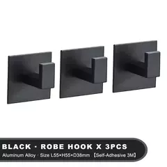 Gancho de parede adesiva forte para cozinha e banheiro, adesivo preto, cabide, cabide, roupeiro, 3m, 1-4pcs - Wolf Magazine