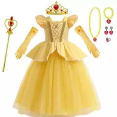 Rapunzel vestido para meninas cinderela belle vestir-se fantasia crianças aniversário princesa traje crianças roupas de festa de halloween 3-10y