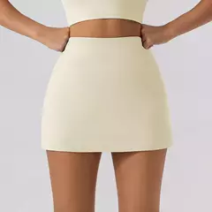Saias de Tênis Respiráveis de Cintura Alta Feminina, Mini Saia Monocromática, Calções de Ginástica, Yoga Fitness, Slim Fit, Corrida e Fitness, 2021 - comprar online