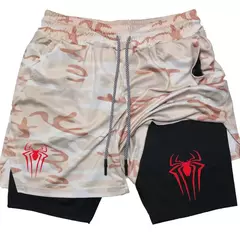 Calções desportivos com estampa aranha masculina, casual, ginásio, compressã na internet