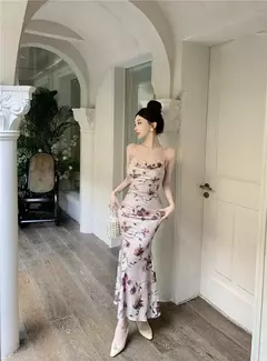 Vestido feminino justo de cauda de peixe, vestido elegante na moda, colarinho francês, leste europeu e sudeste asiático, atacado, 2024